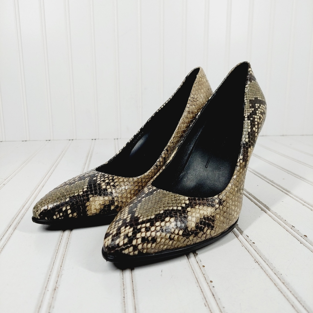 Ecco Snake Print Pointed Toe Slip On Heels Pumps   i607 - Picture 2 of 10